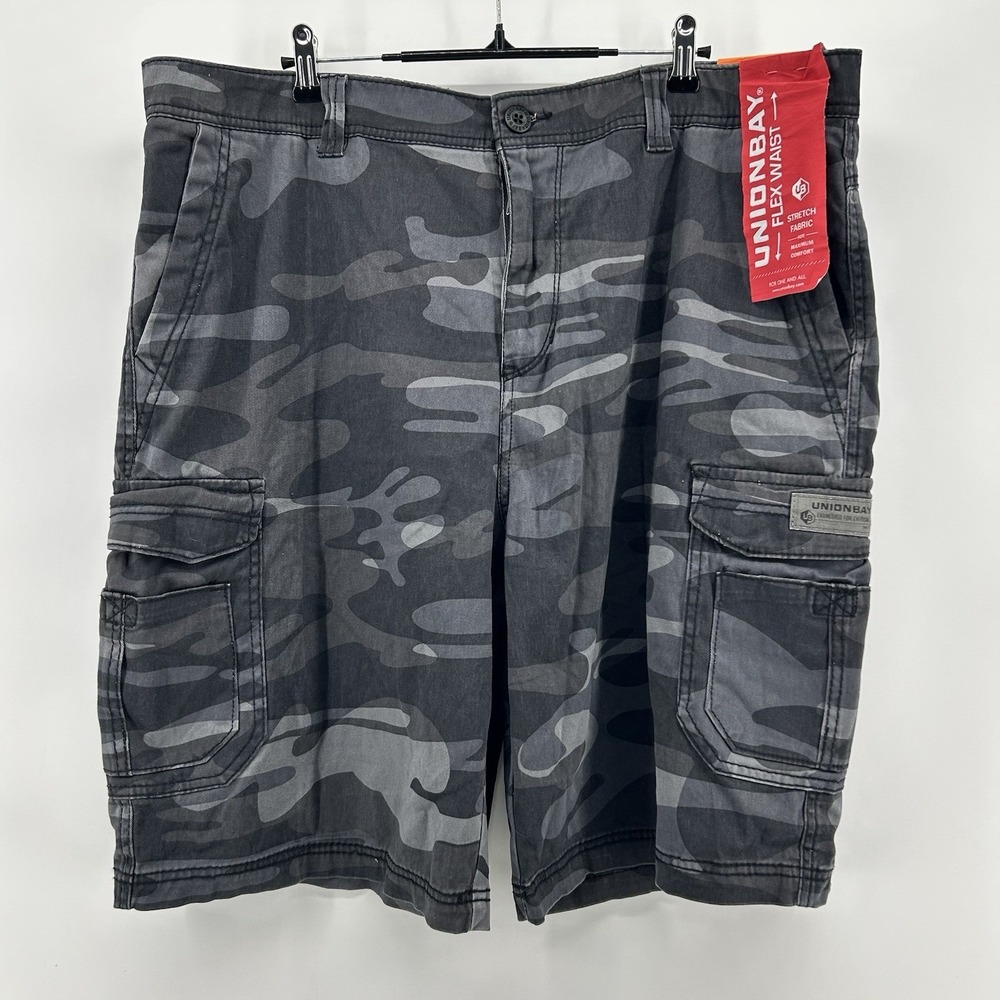 Union Bay Survivor Cargo Shorts Mens 42 Gray Camo Utility NWT
